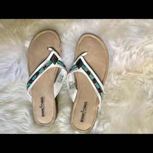 SALE MinneTonka leather slippers with beads